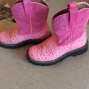 Ariat pink leather upper cowboy boots 6.5
